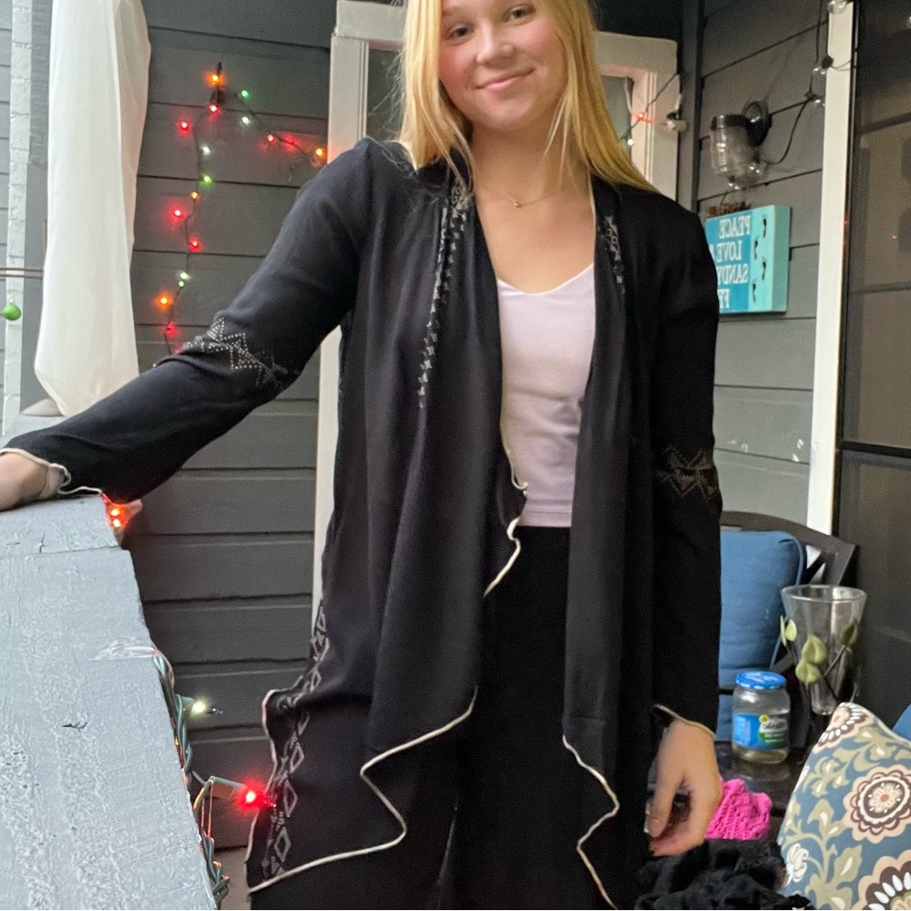 Western printed light cardigan